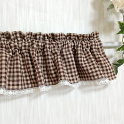 デザインのれん 上下ギャザーフリル オフホワイト リボンタッセル