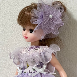 リカちゃん服　ライトパープルピンクのワンピース 6枚目の画像