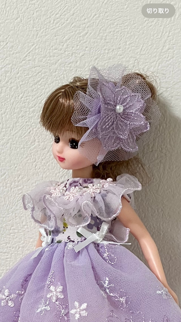 リカちゃん服　ライトパープルピンクのワンピース 6枚目の画像