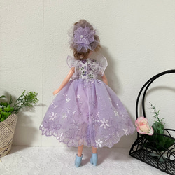 リカちゃん服　ライトパープルピンクのワンピース 7枚目の画像