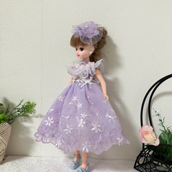 リカちゃん服　ライトパープルピンクのワンピース 3枚目の画像