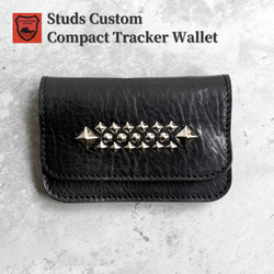 栃木レザー スタッズウォレット コンパクト財布 二つ折り財布