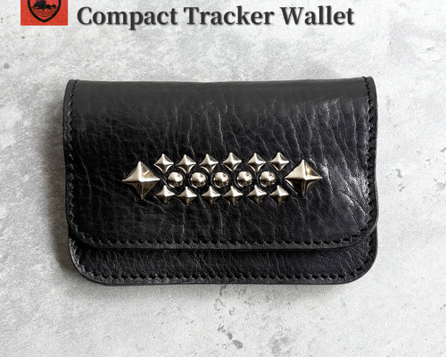 コンパクトウォレット レザー　キャットアイスタッズ コンパクトウォレット キャットアイスタッズ コンパクトウォレット