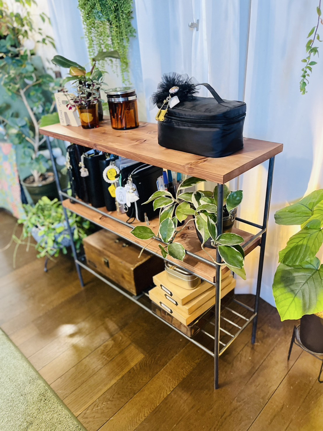 アイアン家具　アイアンシェルフ   ラック　男前　モダン　インダストリアル　オーダーメイド　ハンドメイド　グリーンラック