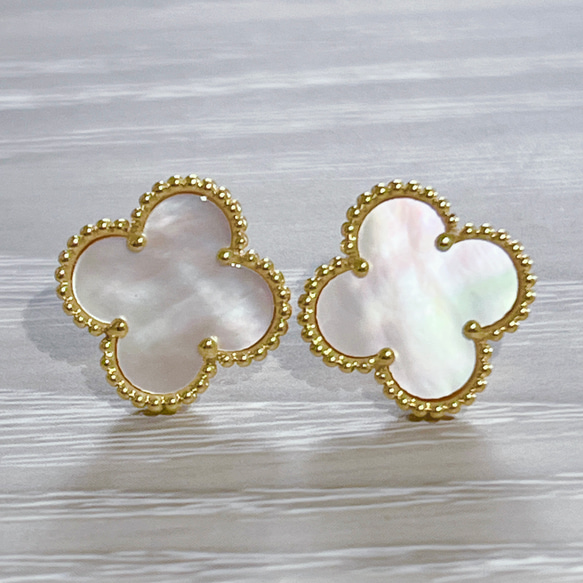 ○初回限定クーポン配布中 幸せのクローバーピアス YG/イエロー