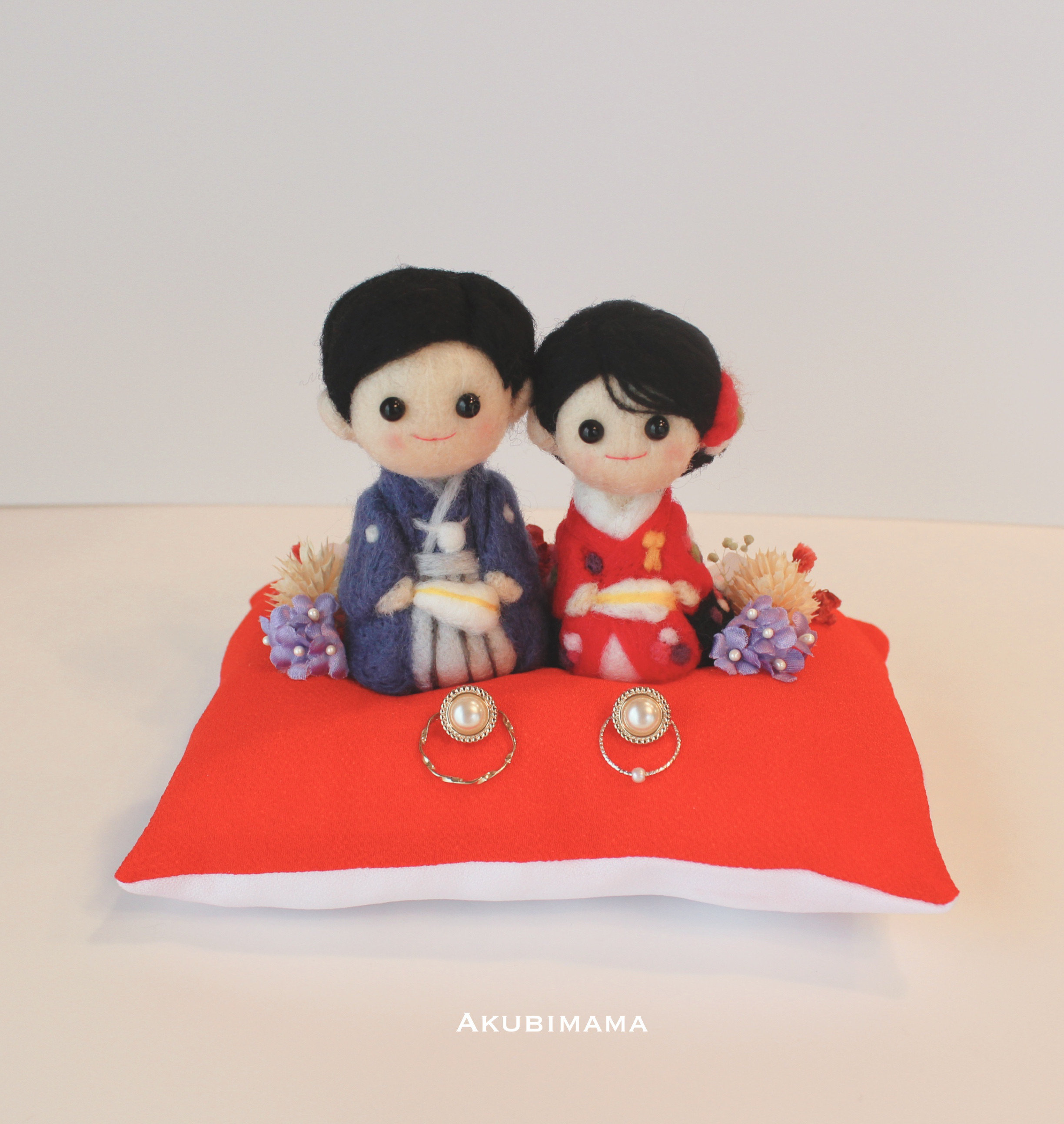 【受注製作】和装ウェディングドールが乗ったリングピロー