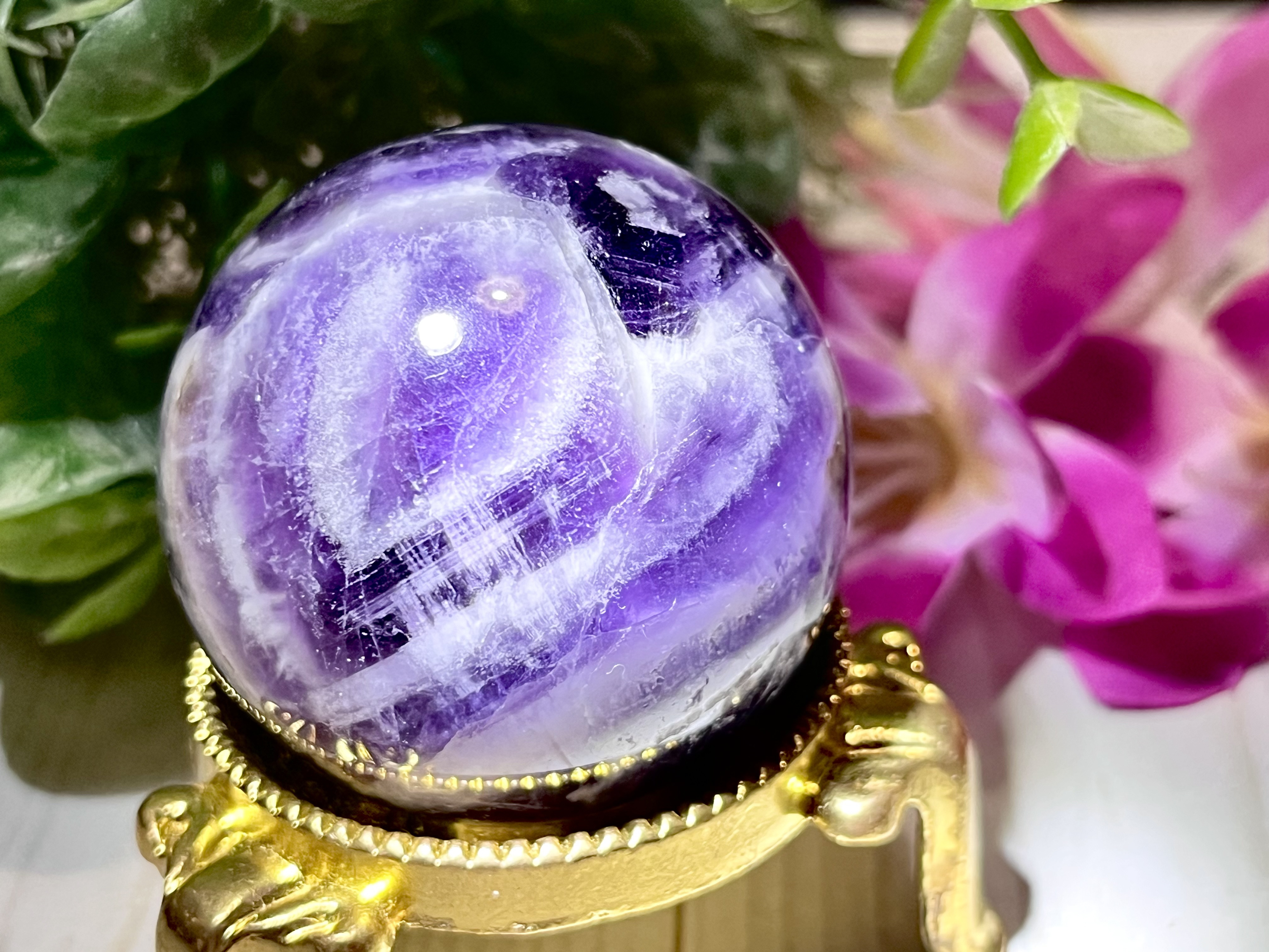 ピクチャーアメジスト　紫水晶　スフィア　ポリッシュ　タンブル