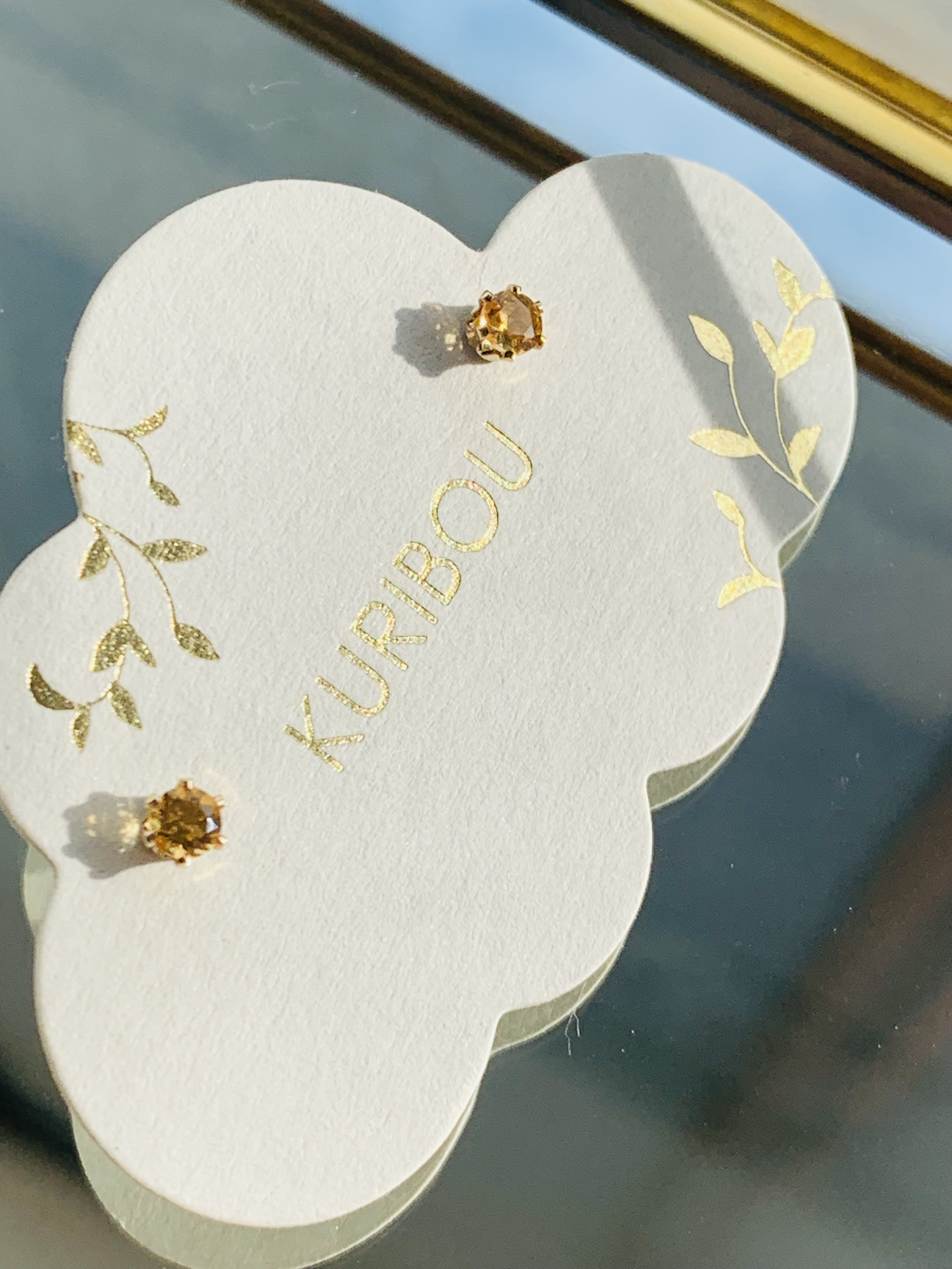 【14Kgf】11月誕生石　シトリンのピアスとリングのセット