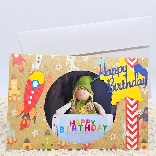 ファンシーメッセージカードフォトフレーム♡ おまけつき♡ お誕生日に♪】写真を差し込むだけ♪そのまま立てて飾れるフォト