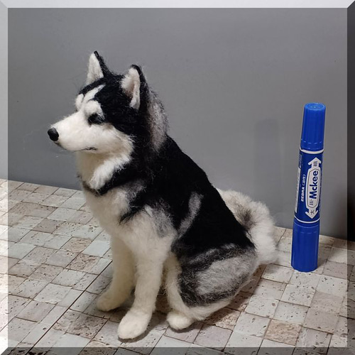 羊毛フェルト 犬 シベリアンハスキー ハスキー犬 いぬ イヌ 犬