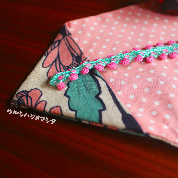 リバーシブル箸袋(花×ピンク水玉)/REVERSIBLE CHOPSTICKS BAG(Flower×dot) 2枚目の画像