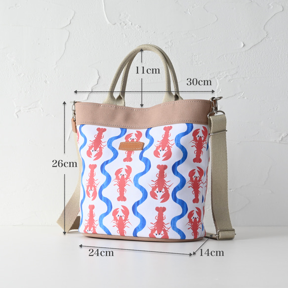 お出かけを最高に楽しく☆おちゃめなロブスターの2wayバッグ☆イタリア革で上品に 14枚目の画像