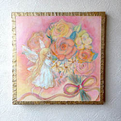 テクスチャーアート 眠る天使の絵 F3サイズ アクリル画 原画 癒しの