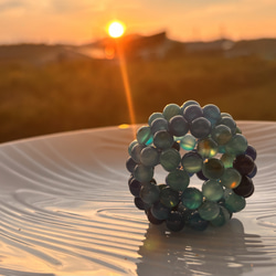 フラーレンブルー瑪瑙6㎜珠淡路島八大龍王の滝で浄化