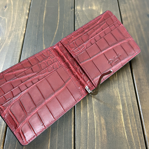 クロコダイル 無双 マネークリップ ブラック × カーディナルレッド