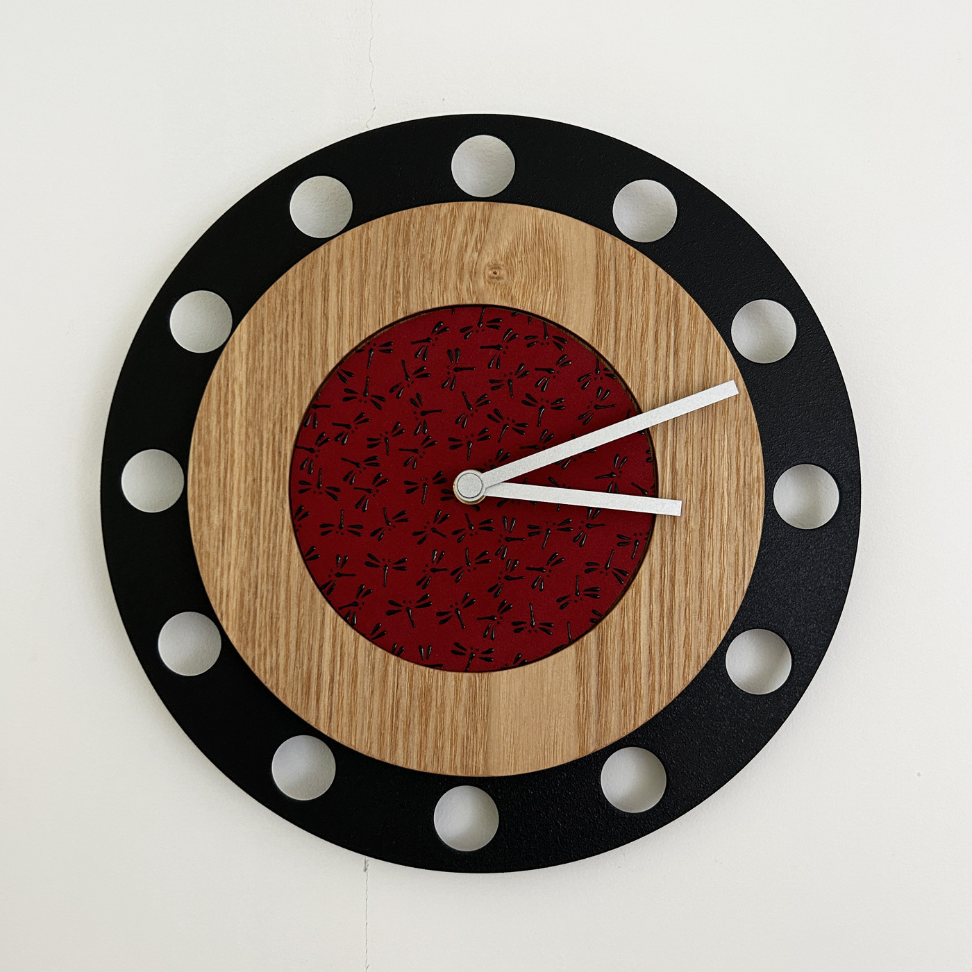 甲州印伝クロック：とんぼ赤・黒 No.01087