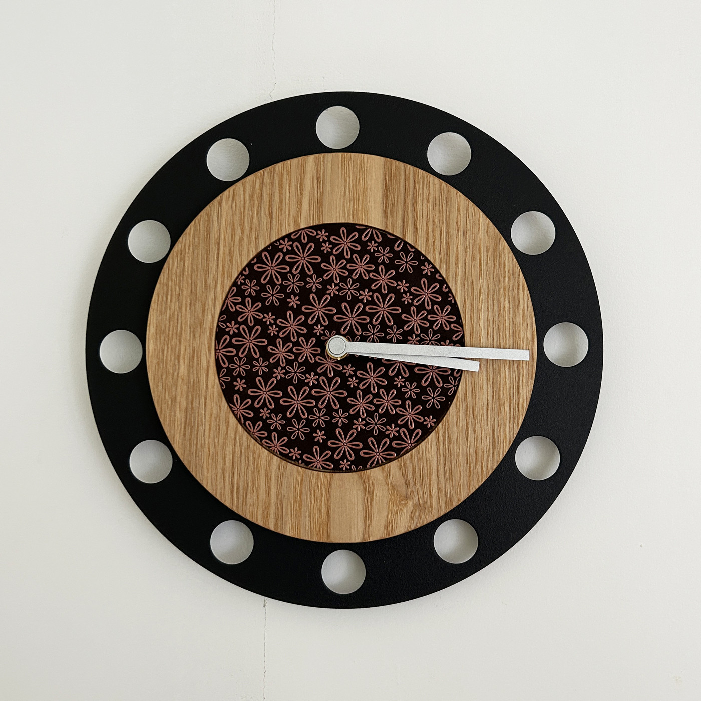 甲州印伝クロック：雪割草 茶・桃 No.01091