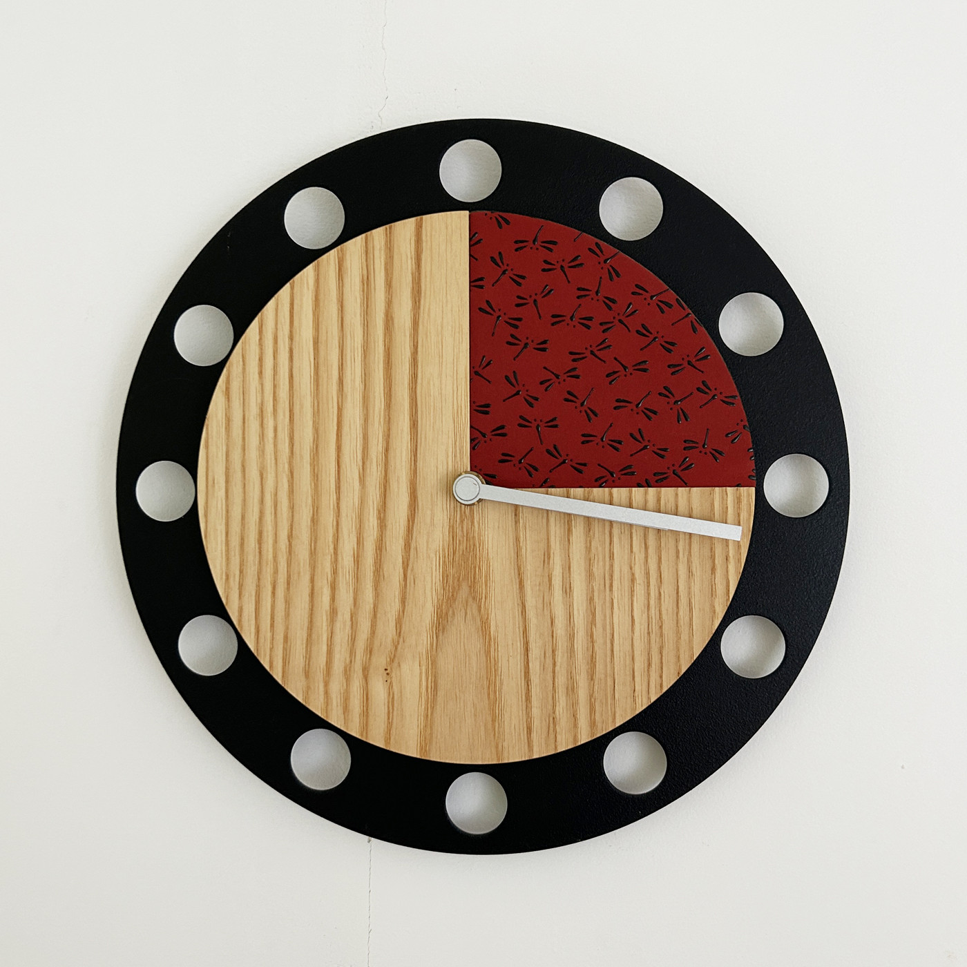 甲州印伝クロック：とんぼ赤・黒 No.02010