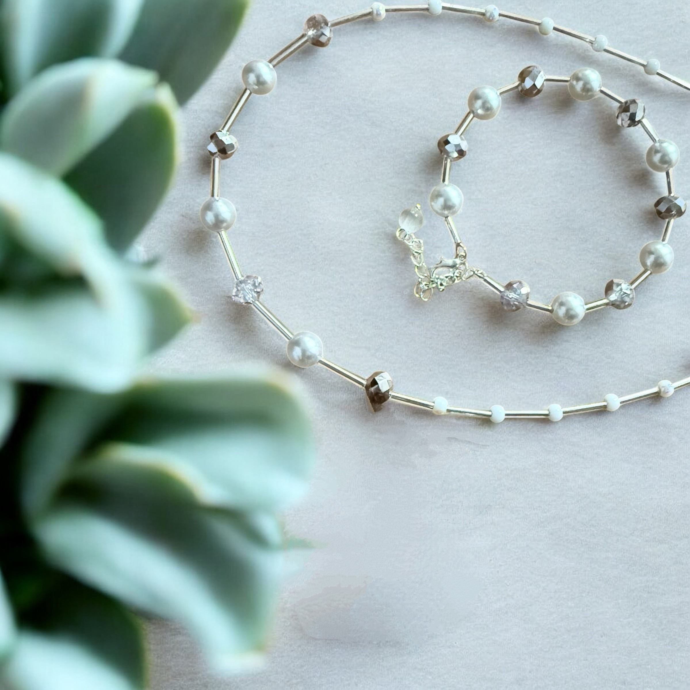 シンプルコーデ ガラスアクセサリー2点set