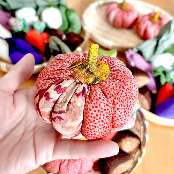 かぼちゃ入りタイプ⭐︎ちりめん⭐︎秋のお野菜たち(夏冬野菜も混じってます) 3枚目の画像