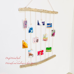 流木インテリア 壁一面に写真を飾れる大サイズのフォトディスプレイ 流木 写真ハンガー ウォールデコ 壁掛け N16 2枚目の画像