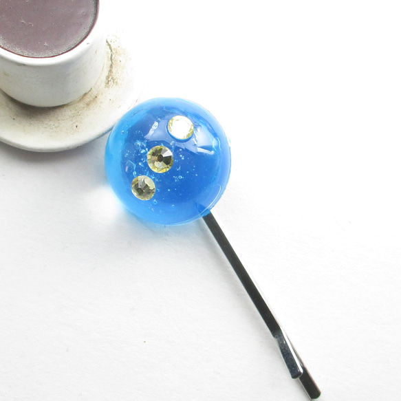 秋晴れクォーツと、のどかな風のコラボレーションは、月見酒のように別格です♪<1点ものヘアピン>HP246 2枚目の画像