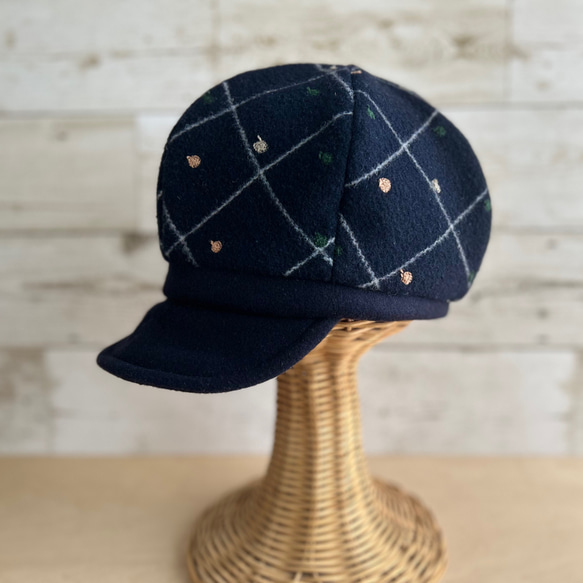 ベーシックキャスケット・まるとしかく・濃紺 2枚目の画像