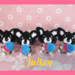 あみぐるみ♡ミニチュアダックス♡おすわり♡ハートチョーカー付き♡ あみぐるみ♡ミニチュアダックス♡おすわり♡ハートチョーカー付き♡