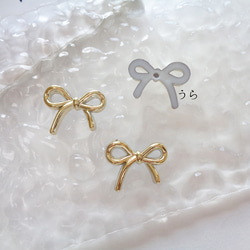 シンプルゴールドリボン 手帳型iphoneケース ゴールド★PUレザーストラップオプション スマホショルダー 4枚目の画像