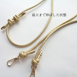 シンプルゴールドリボン 手帳型iphoneケース ゴールド★PUレザーストラップオプション スマホショルダー 9枚目の画像