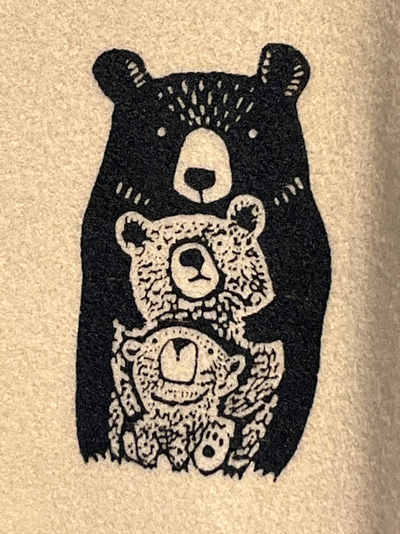 クマさん柄　レディースノーカラーボアコート 2枚目の画像