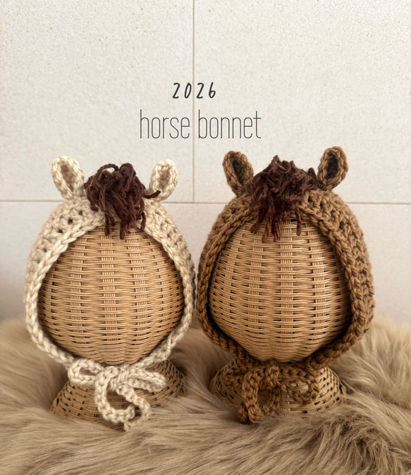 nee様確認用　大人のボンネット帽 午年 ボンネット アクリル100%【定形外送料無料】ニューボーンフォト