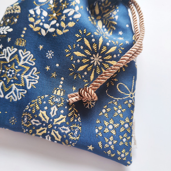 フランス生地・中まで可愛いノエルポーチ（巾着タイプ） 5枚目の画像