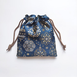 フランス生地・中まで可愛いノエルポーチ（巾着タイプ） 2枚目の画像