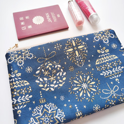 早割クリスマス2025／フランス生地・中まで可愛いノエルポーチ（大きめLLサイズ） 4枚目の画像