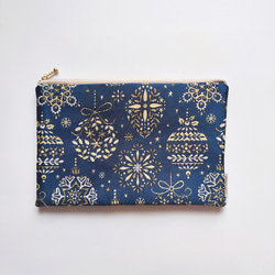 早割クリスマス2025／フランス生地・中まで可愛いノエルポーチ（大きめLLサイズ） 2枚目の画像