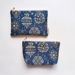 フランス生地・中まで可愛いノエルポーチ（Lサイズ） 6枚目の画像