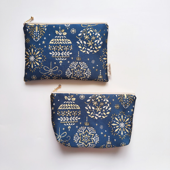 フランス生地・中まで可愛いノエルポーチ（Lサイズ） 6枚目の画像