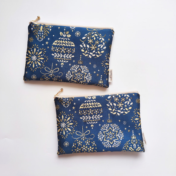フランス生地・中まで可愛いノエルポーチ（Lサイズ） 2枚目の画像