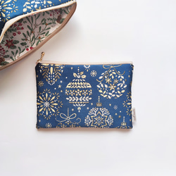 フランス生地・中まで可愛いノエルポーチ（Lサイズ） 1枚目の画像