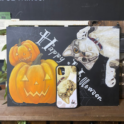 ペットの似顔絵ボード大とiPhoneグリップケースのセット 1枚目の画像
