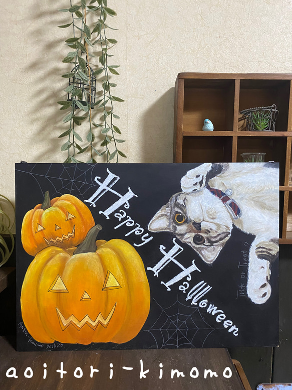 ペットの似顔絵ボード大とiPhoneグリップケースのセット 3枚目の画像