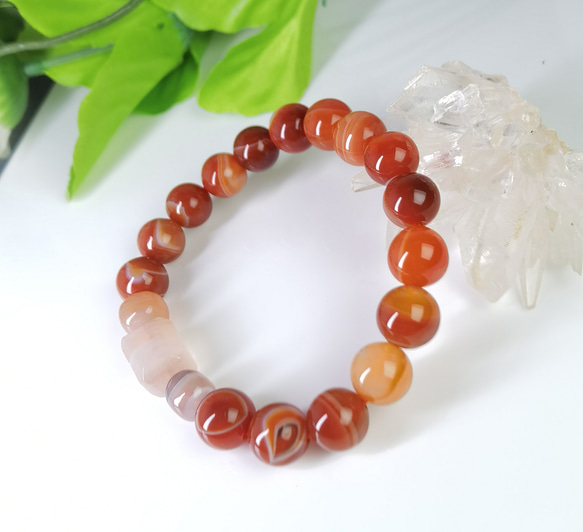 オレンジレッドオニキス　パワー天然ストーン☆守護ブレス 1枚目の画像
