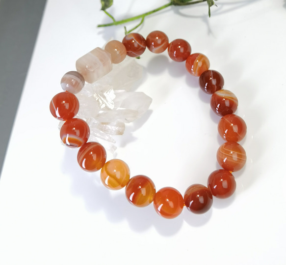 オレンジレッドオニキス　パワー天然ストーン☆守護ブレス 4枚目の画像