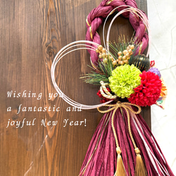 椿のしめ縄飾り 和モダン 正月リース 玄関インテリア お正月 しめ縄