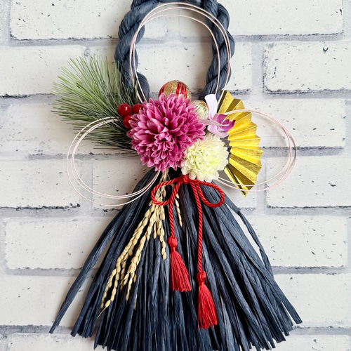 超早割価格】ピンポンマムのしめ縄飾り 和モダン 正月リース 玄関