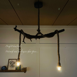 芸術的な造形の天然流木のペンダントライト 天井照明 シーリングライト LED 照明器具 N3 2枚目の画像