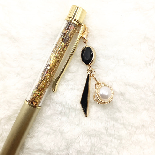 チャーム付きボールペン 着せ替えクリップ付き ゴールド ペン・筆記