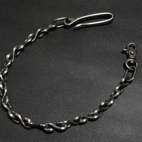 純銀メッキ燻し磨き仕上げウォレットチェーン(S字カン鋳物)日本製