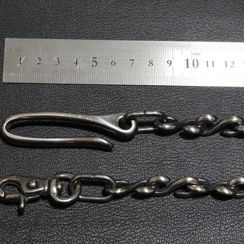 純銀メッキ燻し磨き仕上げウォレットチェーン(S字カン鋳物)日本製